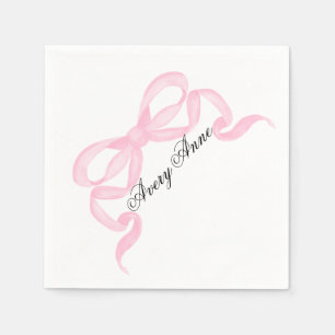 Baby shower servet roze strik aanpassen