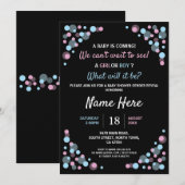 Baby shower Sexe Révéler Pink Blue Dots Invitation (Devant / Derrière)