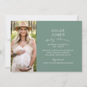 Baby shower simple moderne Photo Sage Invitation (Devant)