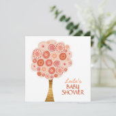 Baby shower Sinaasappel Blossom Tree Custom Invita Kaart (Staand voorkant)
