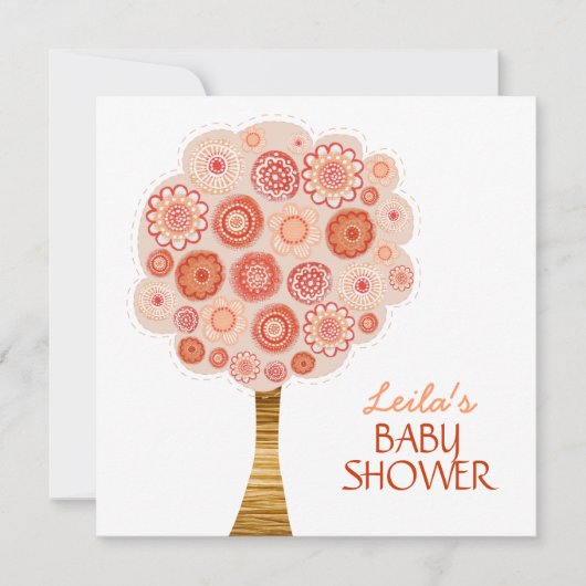Baby shower Sinaasappel Blossom Tree Custom Invita Kaart (Voorkant)