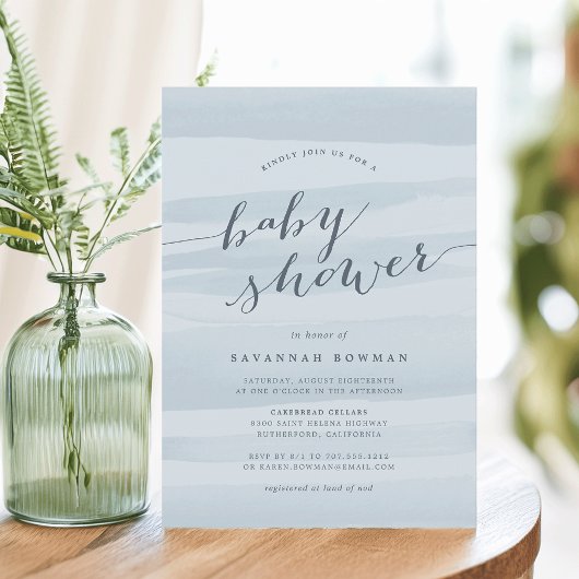 Baby shower Sky Blue Watercolor Invitation