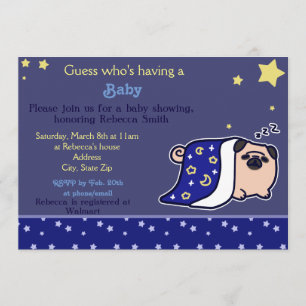 Baby shower - Sleeping Pug Kaart
