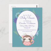 Baby shower | Sloth Polka Dot Tea Cup Carte postal (Devant / Derrière)