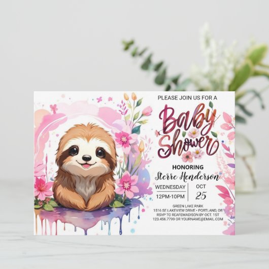 Baby shower Sloth's Paradise Kaart (Staand voorkant)