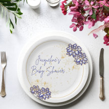 Baby shower sneeuwpop paarse thema papier borden