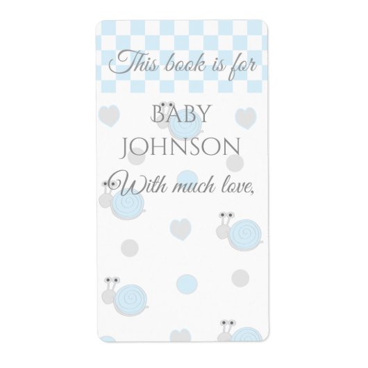 Baby shower "Snippers en slakken" Bladzijde 8 Etiket (Voorkant)