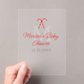 Baby shower snoepriet kerstvakantie monogram acryl uitnodigingen (Insitu (Draagbaar))