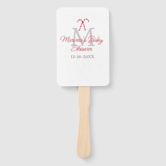Baby shower snoepriet kerstvakantie monogram handwaaier (Voorkant)