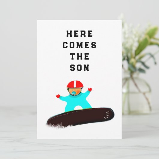 Baby shower Snowboarder Uitnodigingen (Staand voorkant)