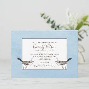 Baby shower Songbird Pair Invitation bleue