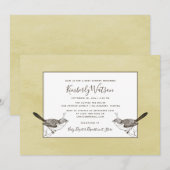 Baby shower Songbird Pair | Invitation jaune (Devant / Derrière)