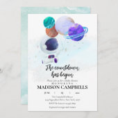 Baby shower spatial Invitation Galaxie Espace extr (Devant / Derrière)