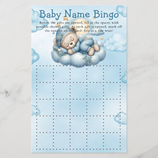 Baby shower spel Het is een jongen Teddy Bear Bing (Voorkant)