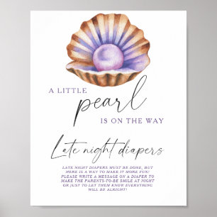 Baby shower spel met parelmoeder schelp Lui luiers Poster