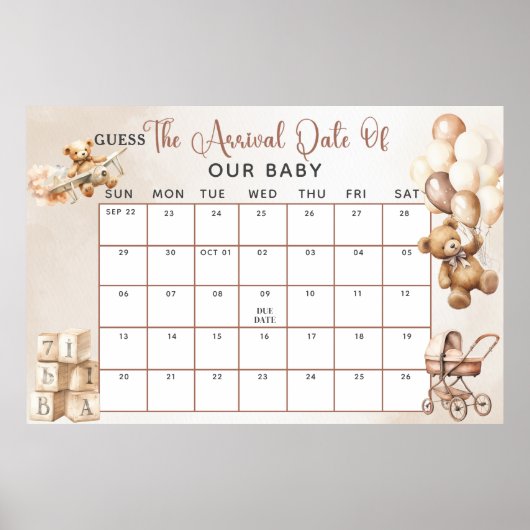 Baby Shower SPEL Raad de Verwachtingsdatum We Kunn Poster (Voorkant)