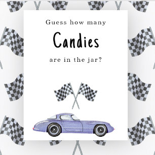 Baby shower spel Raad hoeveel snoepjes in de auto Poster