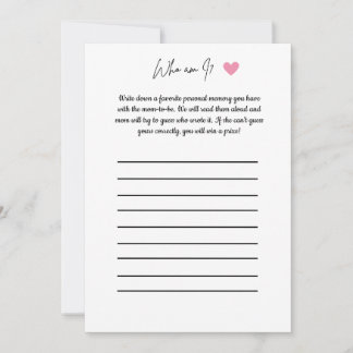 Baby shower spel - Wie ben ik? Kaart