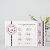 Baby Shower Spel - Woordzoeken (Staand voorkant)