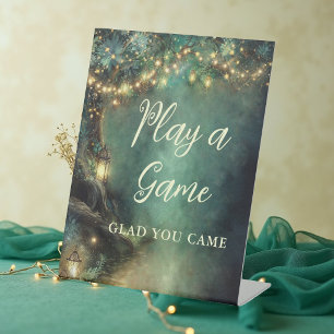 Baby Shower Spellen Betoverde Bos Lantaarns Reclamebord Met Voetstuk