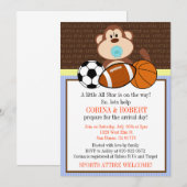 Baby shower Sportapentoets uitnodigen Kaart (Voorkant / Achterkant)