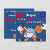 Baby shower sportif Cute Boys Invitation (Devant / Derrière)