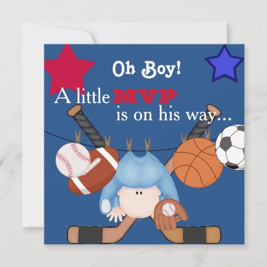 Baby shower sportif Cute Boys Invitation (Devant)