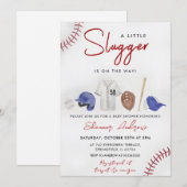Baby shower sportif de baseball Slugger Invitation (Devant / Derrière)