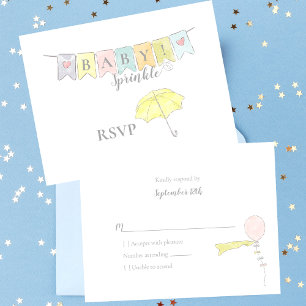Baby shower Sprinkle Banner en Paraplu RSVP Kaartje