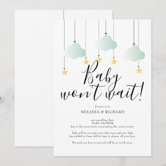 Baby shower, Sprinkle Neutral Cancellation Kaart (Voorkant / Achterkant)