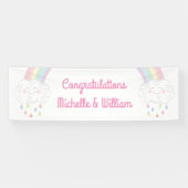 Baby shower Sprinkle Rainbow Raindrop Cloud Spandoek (Horizontaal)
