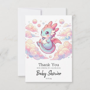 Baby shower sprokendraak bedankkaart
