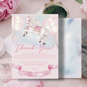 Baby shower Sprookje Pony Sterren roze ballonnen Informatiekaartje