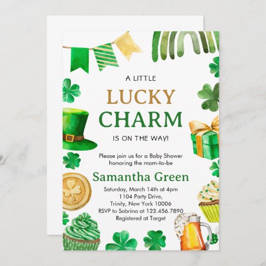 Baby shower St. Patrick Invitation (Devant / Derrière)