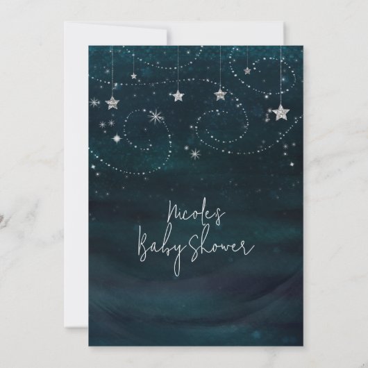 Baby shower Starry Night Blue & Silver Invitation (Dos)