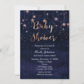 Baby shower Starry Nuit Violet & Gold Invitation (Devant)