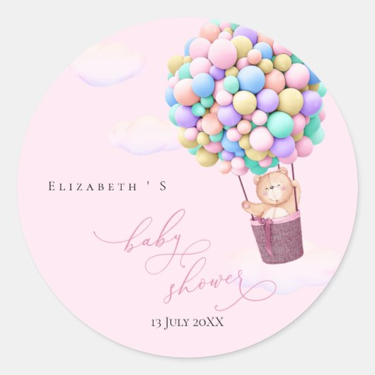 Baby shower Sticker Beren ballonnen (Voorkant)
