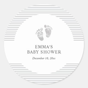 baby shower Sticker Grijze streep met Baby