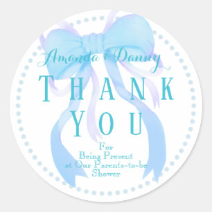Baby Shower Sticker met Blauwe Lint