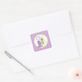 Baby shower, Stickers Couple Merci, violet (Enveloppe)