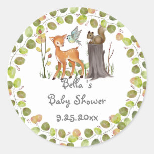 Baby shower Stickers Woodland animal
