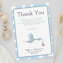 Baby shower Stork Blue Sky Clouds en Bijbelvers