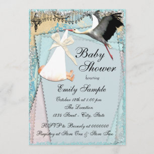  Baby shower Stork Kaart