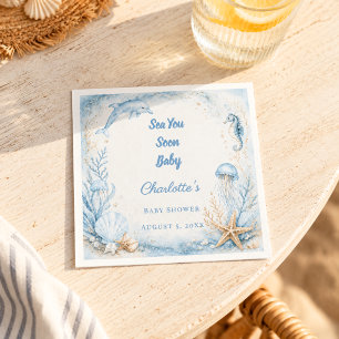 Baby Shower strand zomer Sea You Soon Servet