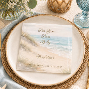 Baby Shower strand zomer Sea You Soon Servet