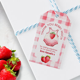 Baby shower Strawberry Gingham Schattige Bedankt F Cadeaulabel