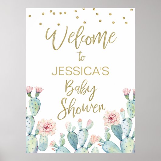 Baby shower Succulent Cactus Fiesta Affiche de bie (Devant)