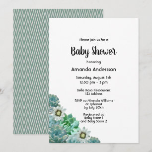 Baby shower succulosa cati bloemen wit groen kaart
