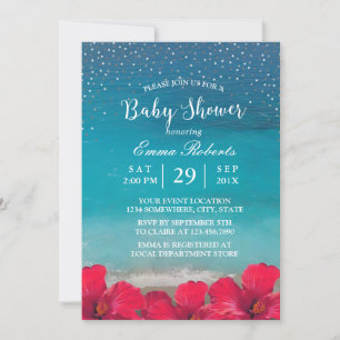 Baby shower Summer Beach Tropical Floral Confetti Kaart