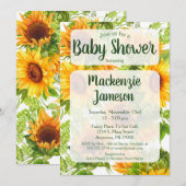Baby shower Sunflowers Invitation Genre Neutre (Devant / Derrière)